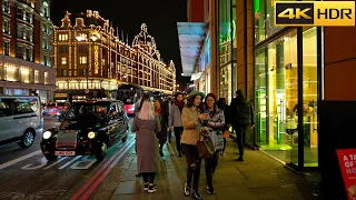 🎄London Christmas Lights 🎆 Decorations in Knightsbridge and Belgravia🎅🏻London night walk [4K HDR]