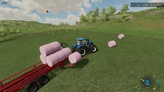 FS 22 Haut-Beyleron 23 * Wrapping Pink Grass Bales to Ferment to Silage Bales