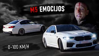 M5 F90 KRUVINAS VAZIAVIMAS | 0-100 KM/H | FOLLOWERIU PATIKRA