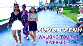 Phnom Penh Walking tour 2022 - 4K - @Riverside, Cambodia