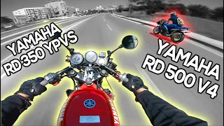 YAMAHA RD 350 (Onboard) || YAMAHA RD 500 V4 || 4K video with 2-Stroke Cystal Sound!