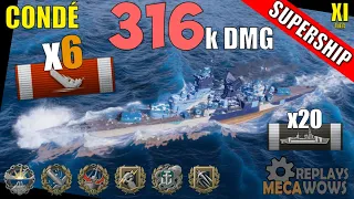 SUPERSHIP Condé 6 Kills & 316k Damage | World of Warships Gameplay