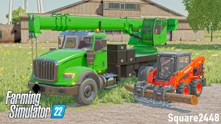 Removing BIG Trees With A Crane! | Tree Services | Farming Simulator 22