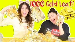 1000 GOLD LEAF SLIME! HUGE CLEAR SLIME WITH 1000 GOLD LEAVES | Slimeatory #232