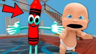 Baby Escapes EVIL CRAYON!