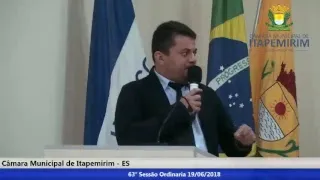 Câmara Municipal de Itapemirim  - ES - 63° Sessão Ordinária 19/06/2018