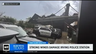 Strong winds damage Irving police station