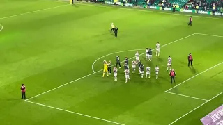 CELTIC FANS CELEBRATING WITH ANGE POSTECOGLOU AFTER BEATING DUNDEE UNITED 4-2 !!!