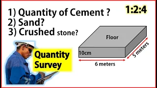 how to calculate quantity of cement, sand and crushed stone in floor/ slab