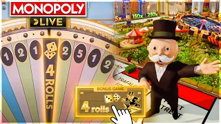 I Hit My FIRST EVER 4 ROLLS On MONOPOLY LIVE!!