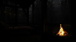 Cozy Cabin with Rain and Fireplace Sounds for Focus, Relaxation, Study, and Work -Nighttime Symphony