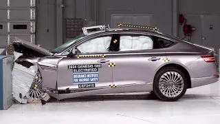 2024 Genesis Electrified G80 updated moderate overlap crash test (extended footage)