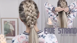 Beautiful Five (5) Strand Dutch Braid Tutorial - How to DIY