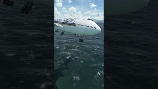 great stunts of Singaporean airplane pilots flying very low over the sea