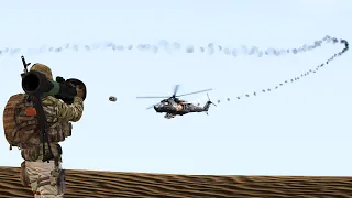 Russian KA-52 Helicopter was shot down by a direct hit from MANPADS | AA vs Aircraft | ARMA 3