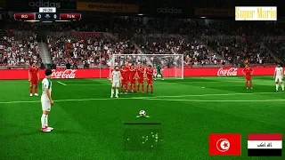 مبارة منتخب العراق ضد منتخب تونس l هدف مهند علي  ركلة حرة PES 2019 Gameplay PC l