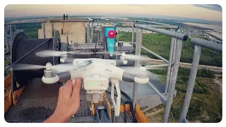 На высоте. Запуск дрона DJI с башенного крана. Launching a DJI drone from a tower crane.