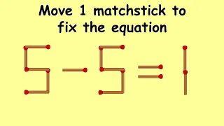 5-5=1 can you correct this equation | Match stick puzzle #140 | Puzzles with Answer