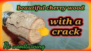 wood turning beautiful cherry (and fixing a crack)