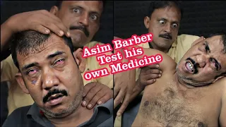 Asim Barber Test His Own Medicine | Asim Barber Taking ASMR Head And Body Massage With Crunchy Crack