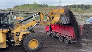 Caterpillar 992G Wheel Loader Loading Coal On Trucks With 1 Pass - Sotiriadis/Labrianidis Mining