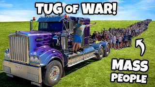 Semi Truck Vs. People in Tug Of War