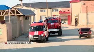 В Карабудахкентском районе тушат мусорную свалку