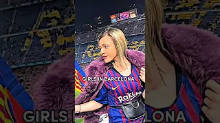 Girls in Barcelona Vs Men's in Barcelona #football #footballshorts #barcelona
