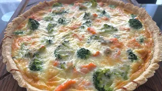 Quiche with fish and broccoli | Traditional dish of France