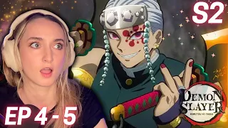 IT'S ABOUT TO GET FLASHY! 🔥 Demon Slayer S2 (REACTION) Ep 4-5 Entertainment District