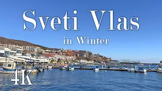 SVETI VLAS, Bulgaria 🇧🇬 4K 60fps Walking Tour | Hotels in winter #4k #svetivlas #bulgaria