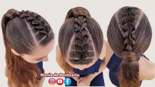 Penteado Fácil Trança com Liguinhas e Rabo de Cavalo | Easy Ponytail Hairstyle with Braid for Girls😍