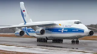 Вылет Ан-124 Руслан Волга-Днепр Аэропорт Минск / Volga-Dnepr An-124 Ruslan departure Minsk Airport