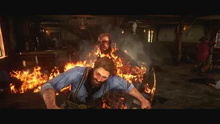 RDR2 - What if you shoot a fire arrow at the big guy who's beating Javier up