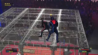 WWE 2K23 Spider Man Miles Morales vs Spider Man 2099 Hell in a Cell