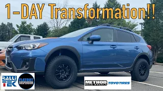 Subaru Crosstrek 1-Day Transformation | FLATOUT GR Lite Coilovers Method Wheels Toyo AT3 Tires