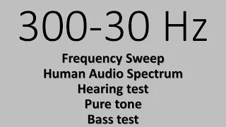 300-30 Hz. Frequency Sweep. Human Audio Spectrum. Hearing test. Bass test. Pure tone