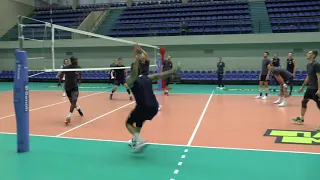 Volleyball. Attack hit.  Training. Russia. Team Zenit St. Petersburg