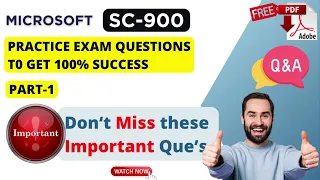 SC-900 | Important Exam Questions | Microsoft Security, Compliance and Identity Fundamentals | PDF