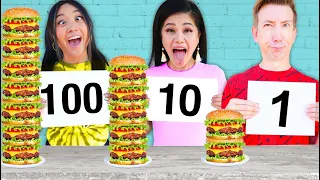 100 LAYERS FOOD CHALLENGE vs 100 Mystery Buttons