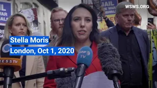 Stella Moris, partner of Julian Assange, delivers a statement outside the Old Bailey