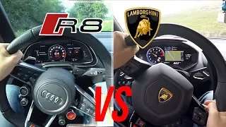 AUDI R8 vs. Lamborghini Huracán + Sound/Speed Review