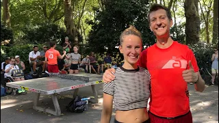 Adam Bobrow vs. PingPongLover Katharina Michajlova I Street Table Tennis Cologne