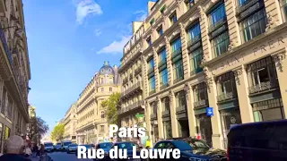Paris city walks    Rue du Louvre   Paris, France 4K