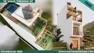 10 by 30 Feet Swimming Pull And Roof Garden || Small Space House Design With 3 Bedroom Plan#159