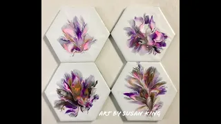 (231) Acrylic Fluid Painting Dip on 4 coasters
