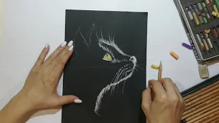 Рисуем кошку поэтапно в технике "пастель"