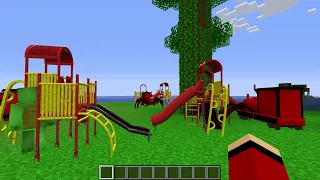 Scary TRAIN EATER and SLIDE EATER vs Security House in Minecraft Challenge Maizen JJ and Mikey