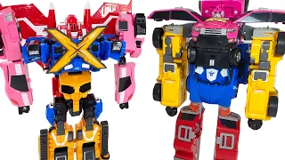 MiniForce 8 Car Robots Transforms into 2 Super Sized Robots