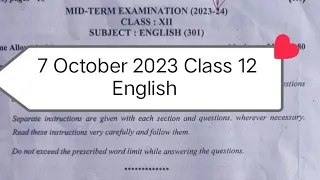 class 12 english mid term paper 2023 24 / english question paper morning shift/ class 12 english